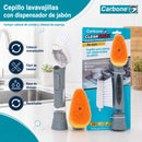Cepillo con Dispensador de Jabón y Cabezal de Esponja Reemplazable. Limpiador para Platos, Ollas y Fregadores.