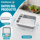 Escurridor de Platos Plegable con Compartimiento para Cubiertos. Organizador de Cocina con Drenaje para Fregador.