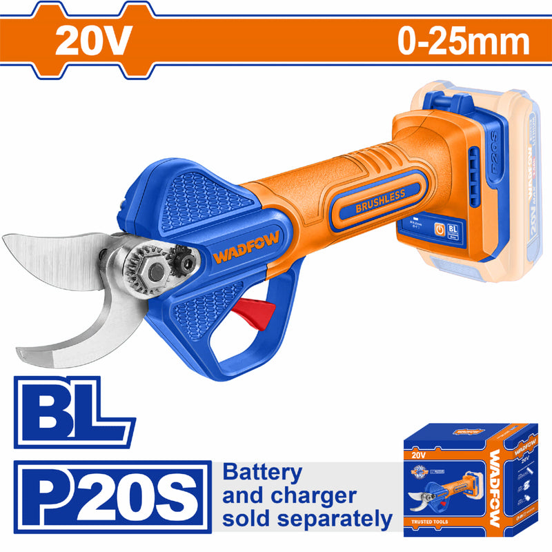 Tijera de Podar Inalámbrica 20V Motor sin Escobillas. Diámetro 25mm. No incluye Batería ni Cargador.