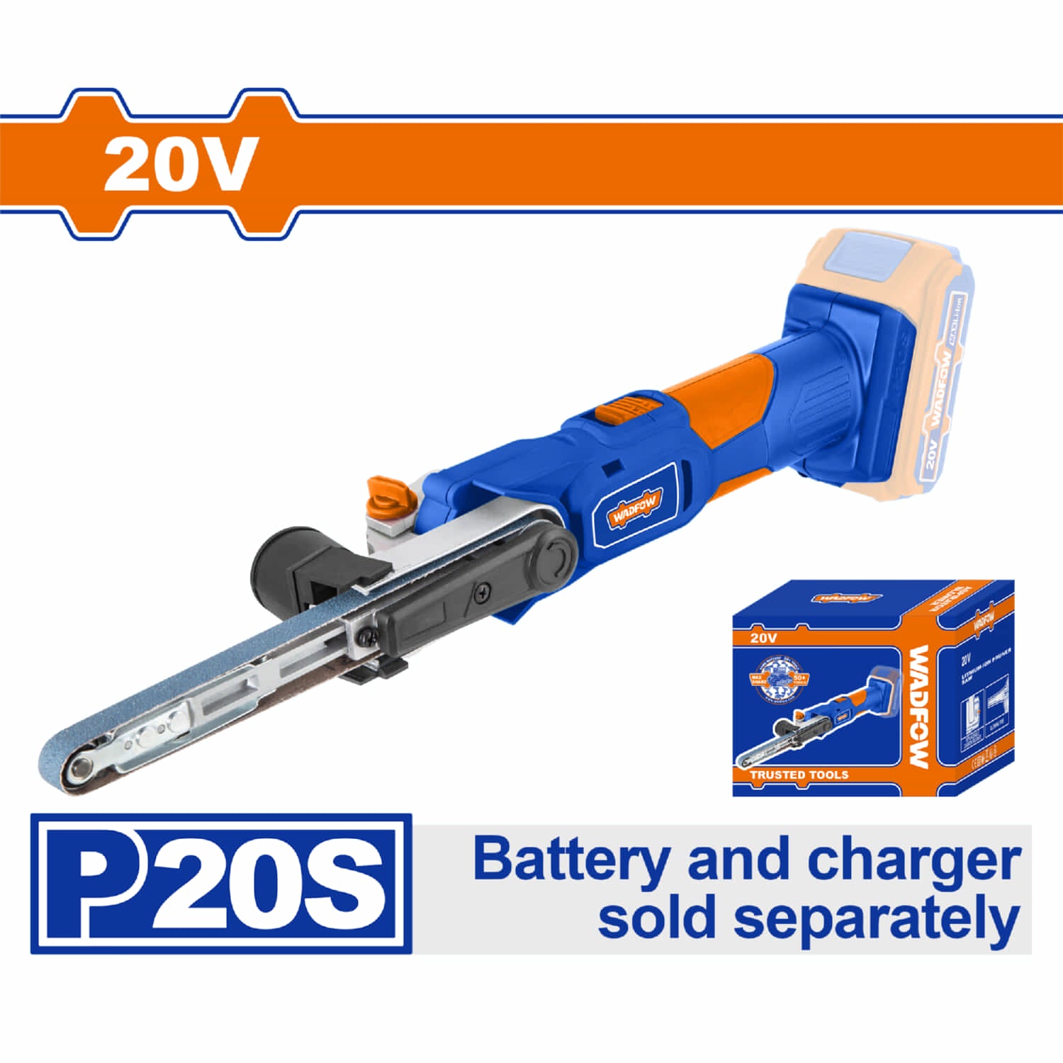 Mini Lijadora de Banda Inalámbrica 20V Motor con escobillas. Veloc 460m/min Lijado y Pulido. No incluye batería ni cargador.