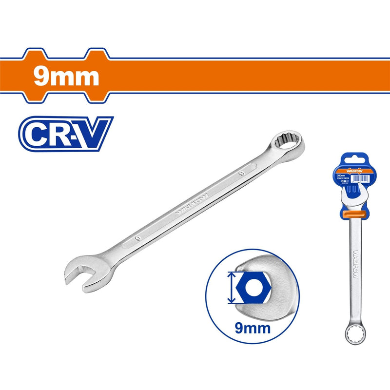 Llave de combinación 9mm. Acero Cr-V. Pulido. Long:128mm.
