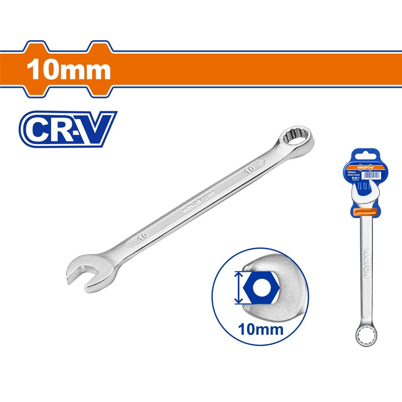 Llave de combinación 10mm. Acero Cr-V. Pulido. Long:130mm.