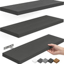 Repisas De Pared Flotantes (Set De 3 Piezas). Tablillas Grises 6.7x1.1x16” Estanterías