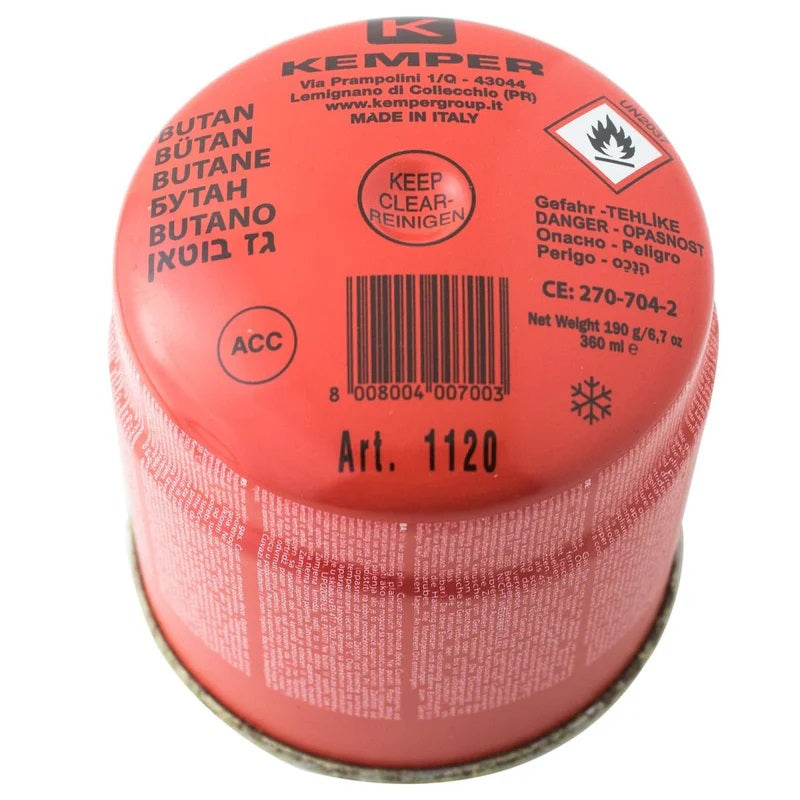Gas Butano 190gr/6.7oz Kemper. Para usar con soplete