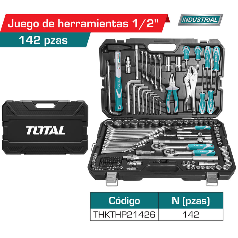 Juego de herramientas total 142 piezas en maletin