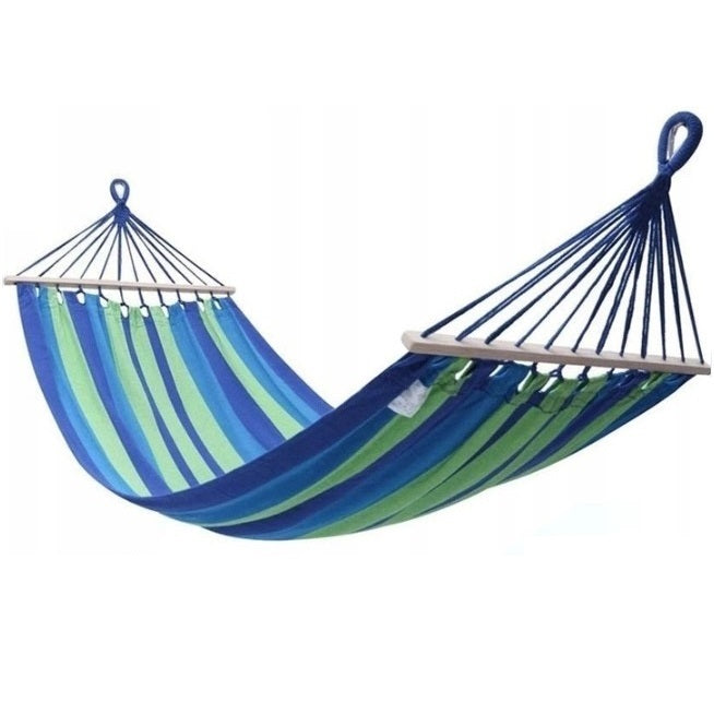 Hamaca de tela multicolor económica con barras de madera