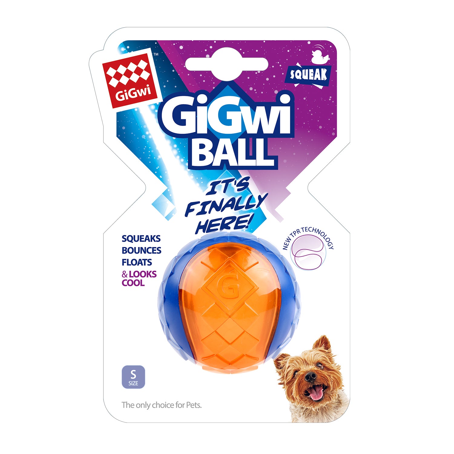 Pelota TPR naranja azul para mascota Small