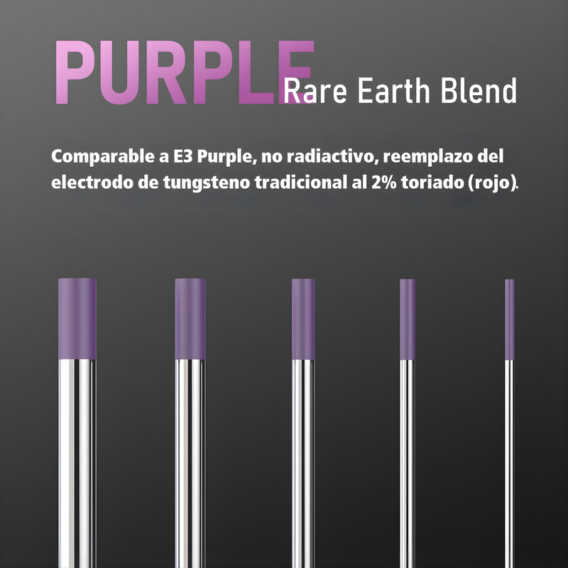 Tungstenos E3 purpura 1.6mm (1/16") para soldadura tig (no radioactivos) (Caja de 10 pcs)