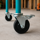 Andamio Plegable de 5 Píes de Acero con Ruedas Giratorias con Freno y dos Plataformas. Capacidad 225 kg. Espesor 1.5mm. Color Turquesa