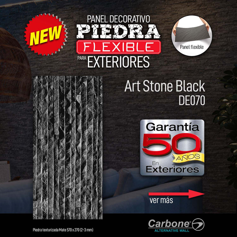 Piedra Flexible ART STONE BLACK Panel 570 X 270 Mm (6 - 10 Mm) 16 Pc/ Box (2.46 M2)