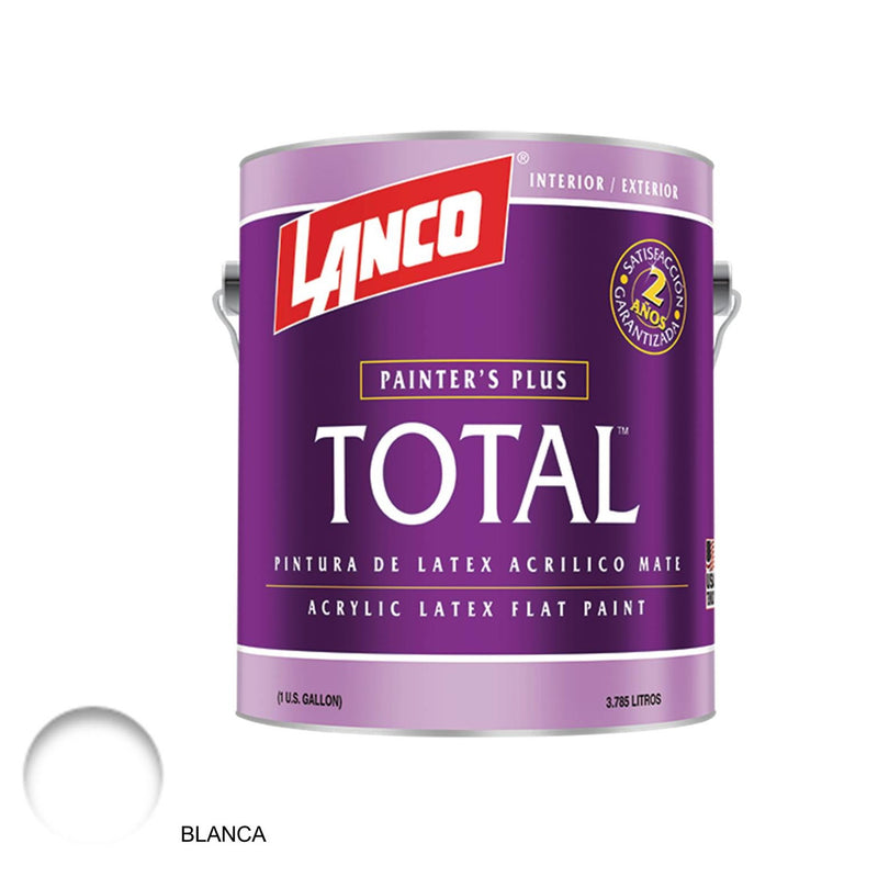 Pintura de agua Total Latex Color Blanco de 1 galon Lanco