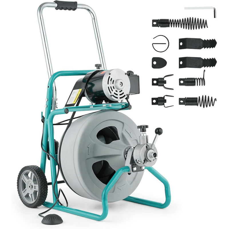 Trompo electrico Destapa Cañeria destapador de drenaje (100pies-1/2") 12.7mmx30M 110v/60Hz