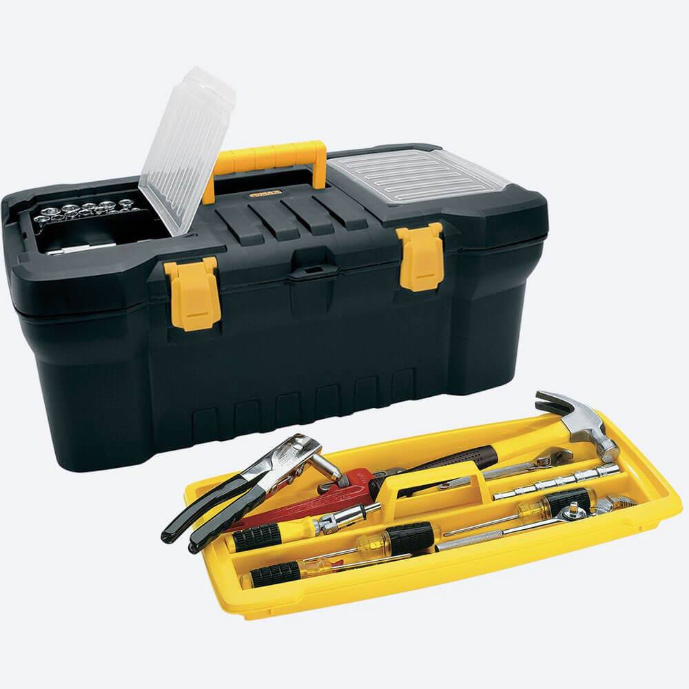 Caja De Herramientas De 24", Color Negro Con Amarillo