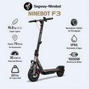 Scooter Segway Ninebot F3 eKickScooter Monopatín. Autonomía de hasta 70 Km.