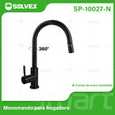 Grifo de fregador de Acero Inoxidable. Pluma Llave Mezcladora para Cocina con Manguera Extensible de 1.5 m. Color negro.
