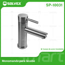 Llave de Lavamanos Individual. Acabado satinado. Grifo para Lavabo. Pluma Agua Fría y Caliente. Acero Inoxidable.