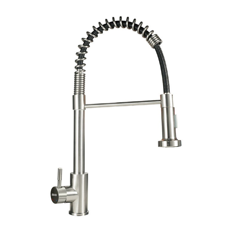 Grifo de fregador con Manguera Extensible de 1,5 m y Doble Función (Riego o Pulverización). Pluma Llave Mezcladora para Cocina.