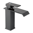 Llave de Lavamanos Individual. Color negro. Grifo para Lavabo. Pluma Agua Fría y Caliente.