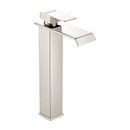 Llave de Lavamanos Individual Alta. Acabado satinado. Grifo para Lavabo. Pluma Agua Fría y Caliente.