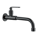 Llave de agua. Color negro. Pluma Grifo de pared largo para lavandería con válvula de agua y tapa de acero inoxidable.