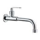 Llave de agua de latón cromado. Pluma Grifo de pared largo para lavandería con válvula de agua y tapa de acero inoxidable.