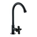 Llave de fregador color negro. Pluma Grifo de cocina alto con tubo de acero inoxidable y válvula de agua fría.