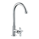 Llave de fregador de latón cromado. Pluma Grifo de cocina alto con tubo de acero inoxidable y válvula de agua fría.