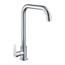 Llave de fregador Individual. Color Cromado Brillante. Grifo para Cocina. Pluma de Acero Inoxidable.