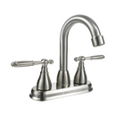 Llave Mezcladora 4" Para Lavamanos Con Cubierta Y Manerales Tipo Palanca. Pluma Grifo de Acabado satinado.