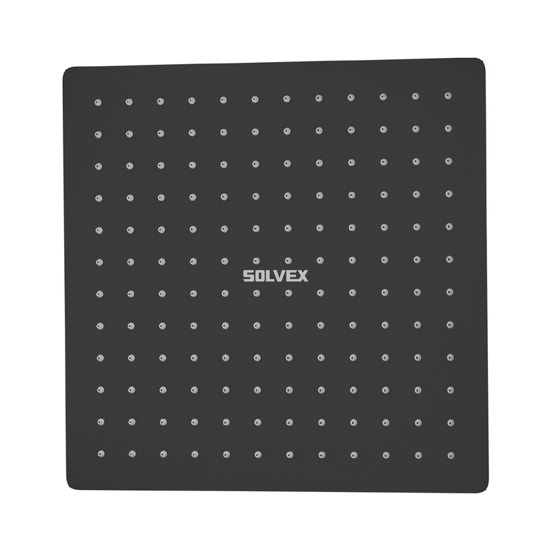 Regadera para Ducha cuadrada 12". Cabezal de Acero Inoxidable con Acabado negro Mate.