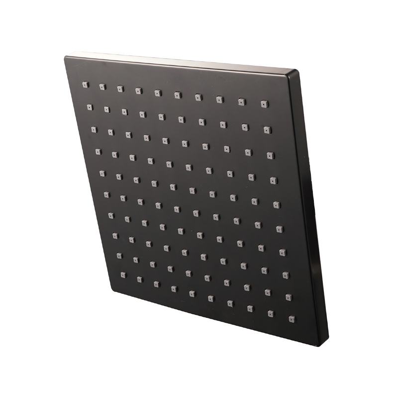 Regadera para Ducha Cuadrada 8" Negra. Cabezal de ABS y Acero Inoxidable Resistente.