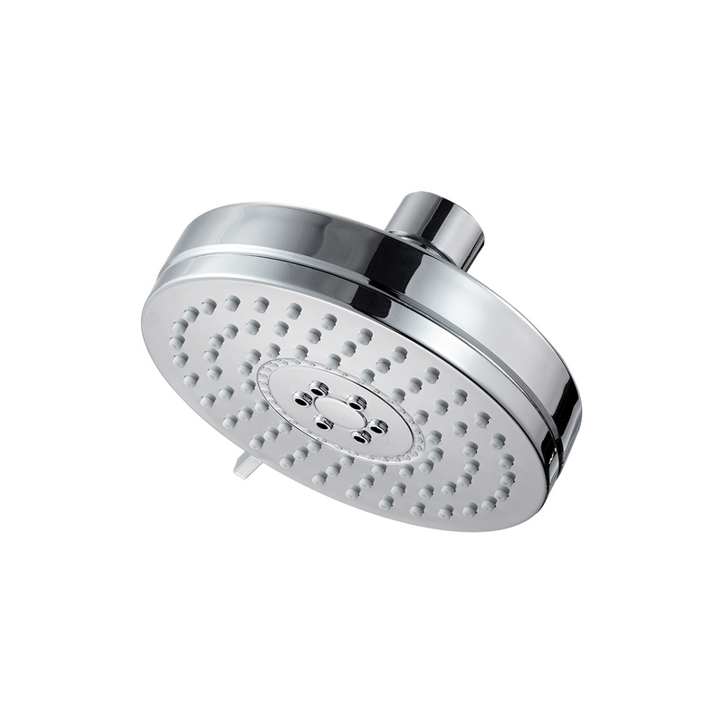 Regadera para Ducha Redonda 4" Cromada. Cabezal de Plástico ABS con Bola de Cobre y 3 Funciones de Agua.