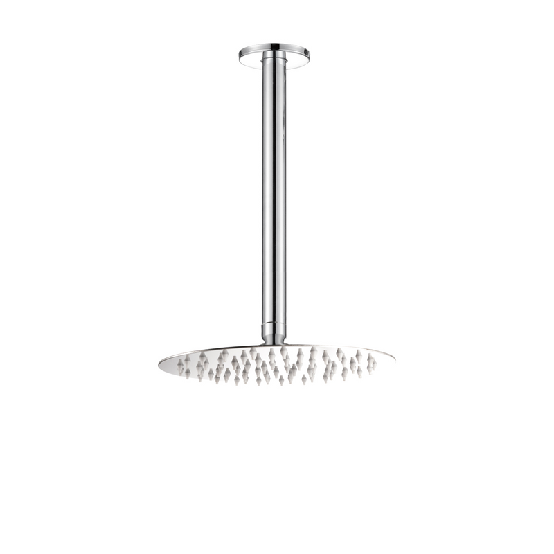 Regadera Redonda para ducha Tipo Lluvia 8". Acero Inoxidable Cromado con Brazo de Techo.