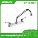 Llave Mezcladora 8" para fregador de Cocina. Grifo de Latón con Manerales de Palanca y Pluma Giratoria.