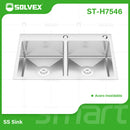 fregador de Cocina Empotrable con Doble Tina 75x46x22cm. Acero Inoxidable con superficie cepillada.