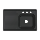 Fregador de Cocina Empotrable 80x50x15cm con Tina Izquierda. Acero Inoxidable. Color Negro.