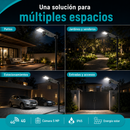 Lámpara Solar LED Exterior de 500W Con Cámara 4G 5MP Monitoreo 24H Control Remoto, Sensor y Radar IP65 . Autonomía 5 días. Cobertura 350m² (No incluye Micro SD)