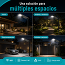 Lámpara Solar LED Exterior de 500W Con Cámara WiFi 5MP Monitoreo 24H, Control Remoto, Sensory Radar IP65 . Autonomía 5 días. Cobertura 350m² (No incluye Micro SD).