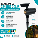 Lámparas solares LED para exterior 60 Lúmenes 34cm. Luz Cálida con panel solar Para Jardín o Patio. Set de 2 unidades.