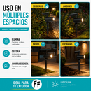 Lámparas solares LED para exterior 60 Lúmenes 34cm. Luz Cálida con panel solar Para Jardín o Patio. Set de 2 unidades.