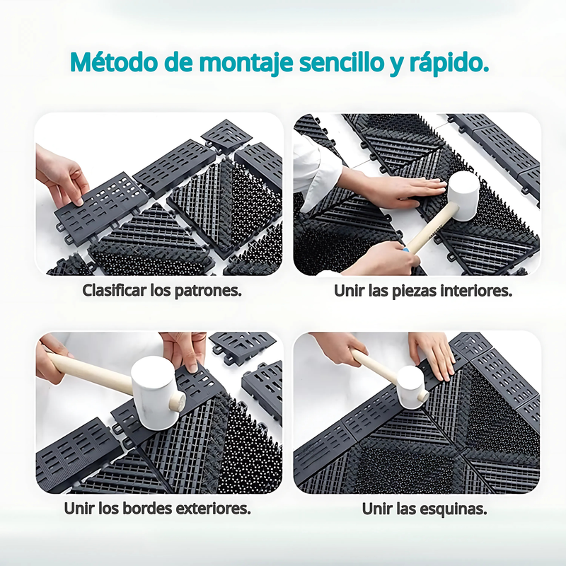 Alfombras comerciales de entrada para polvo Antideslizante Negro 7.5x7.5cm para Exteriores, Uso Comercial y Residencial. Alfombrilla (esquinero)