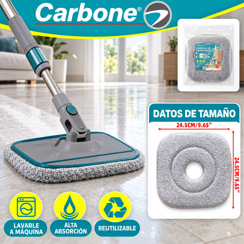 Repuesto Cabezal de Trapeador. Compatible con Trapeador Giratorio 360° Spin Mop (UN-C016). Mopa Lavable y Reutilizable.