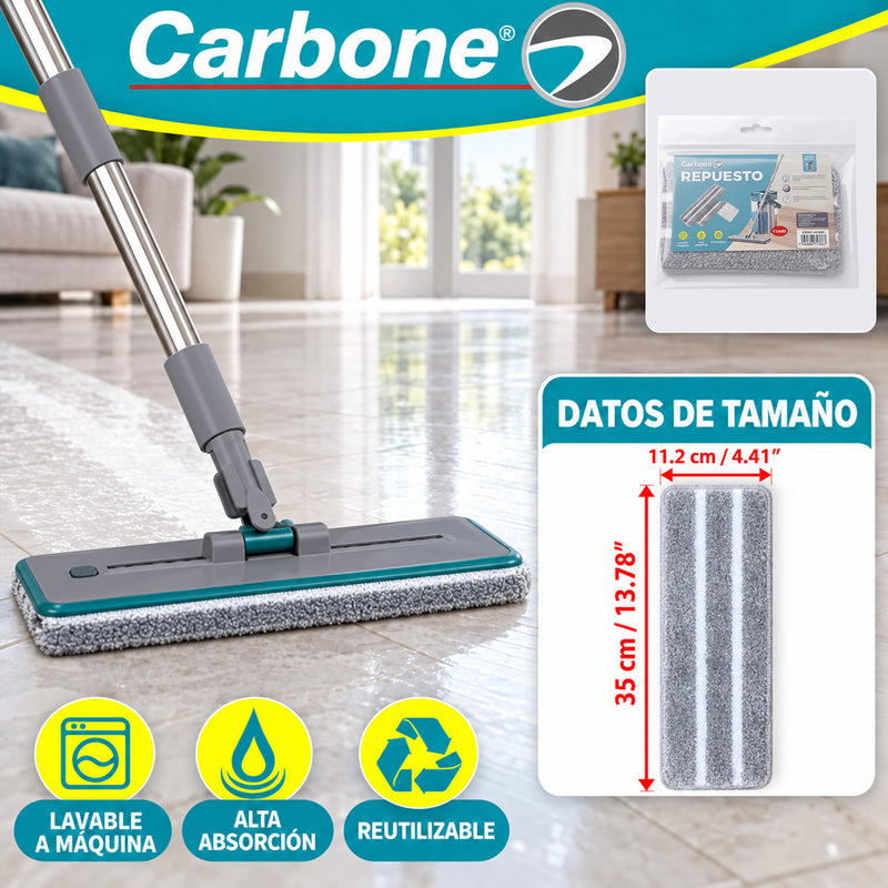 Repuesto Mopa de Microfibra de Alta Absorción (unidad). Compatible con Trapeador Plano Flat Mop Autolimpiante (UN-C019).