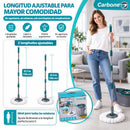 Trapeador Smart Space Spin Mop Giratorio 360° con Sistema de 2 Baldes Apilables para Agua Limpia y Sucia. Fregona con Mango Ajustable y 2 Mopas.  Carbone Clean Freak