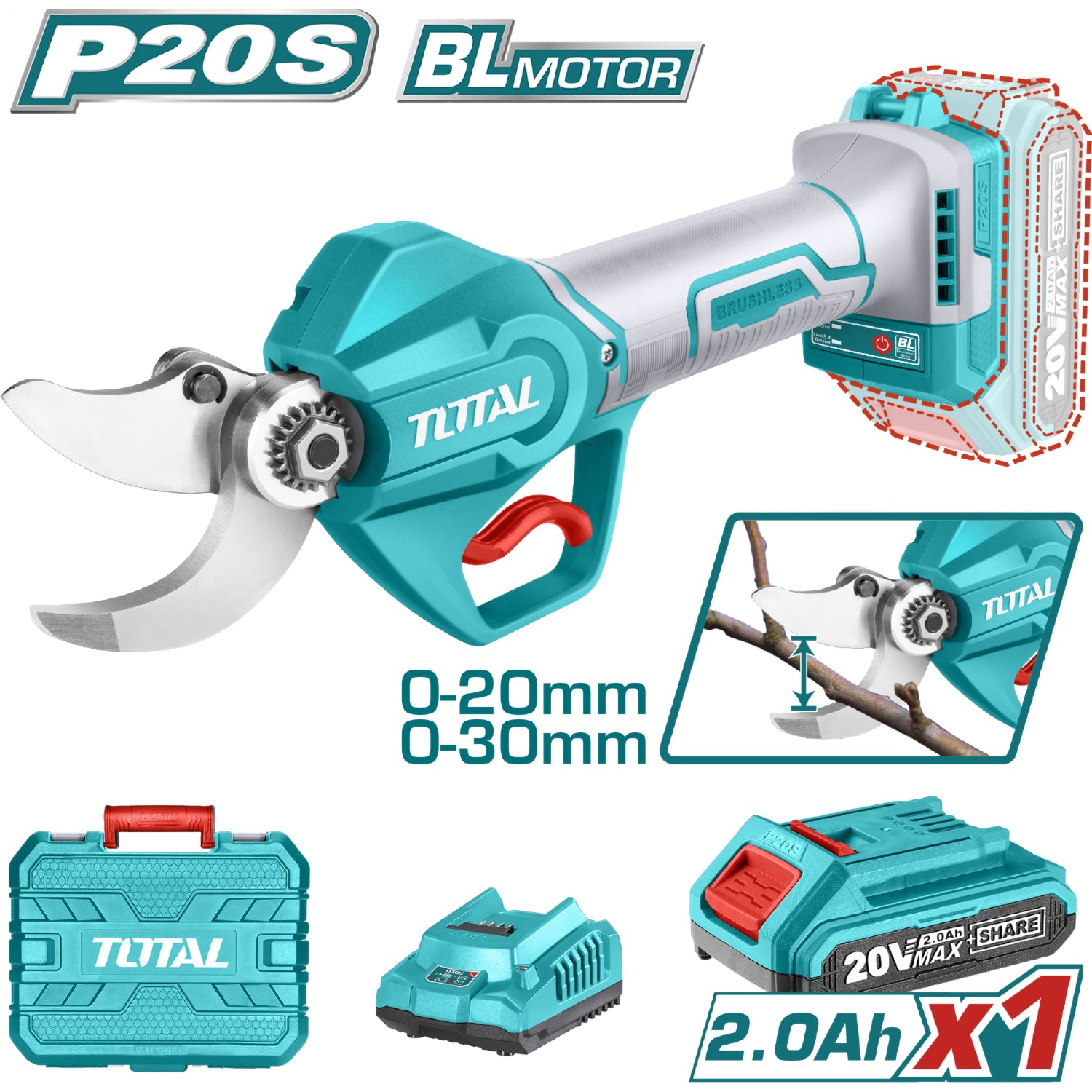 Podadora tijera Cizalla Recta Inalámbrica de Batería de Litio 20V.