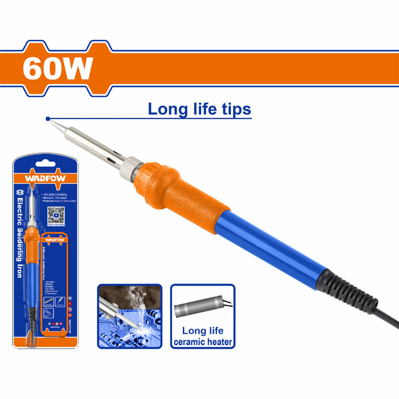 Soldador Cautín de Estaño Eléctrico. 60W. Voltaje 110-120V. Precalentamiento: 1-2minutos.