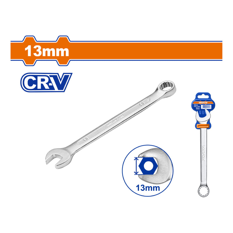 Llave de combinación 13mm. Acero Cr-V. Pulido. Long:160mm.