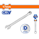 Llave de combinación 17mm. Acero Cr-V. Pulido. Long:207mm.