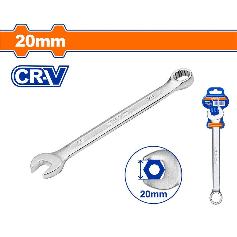 Llave de combinación 20mm. Acero Cr-V. Pulido. Long:239mm