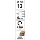 Fresa Lima Rotativa 13Mm Para Madera Vástago 6Mm. Para Motortool, Dremel